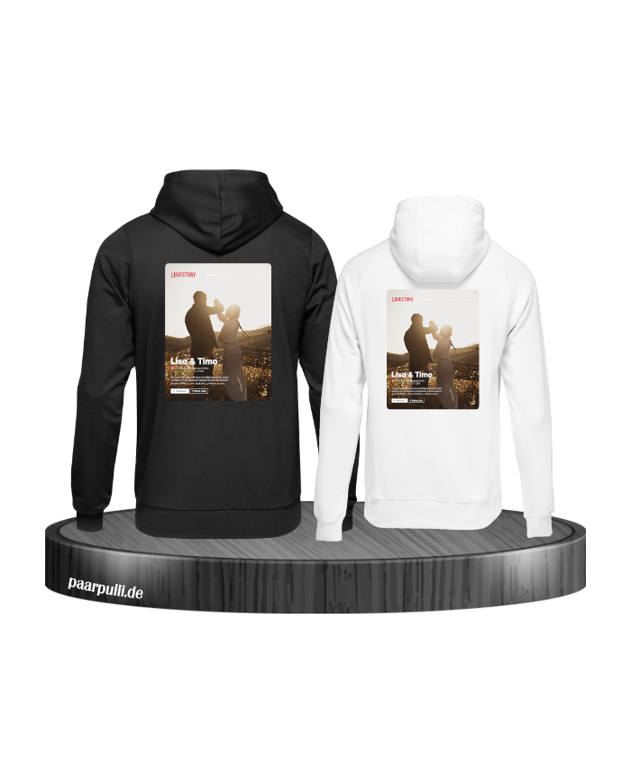 Lovestory Personal Cover Partnerlook Hoodie schwarz weiß
