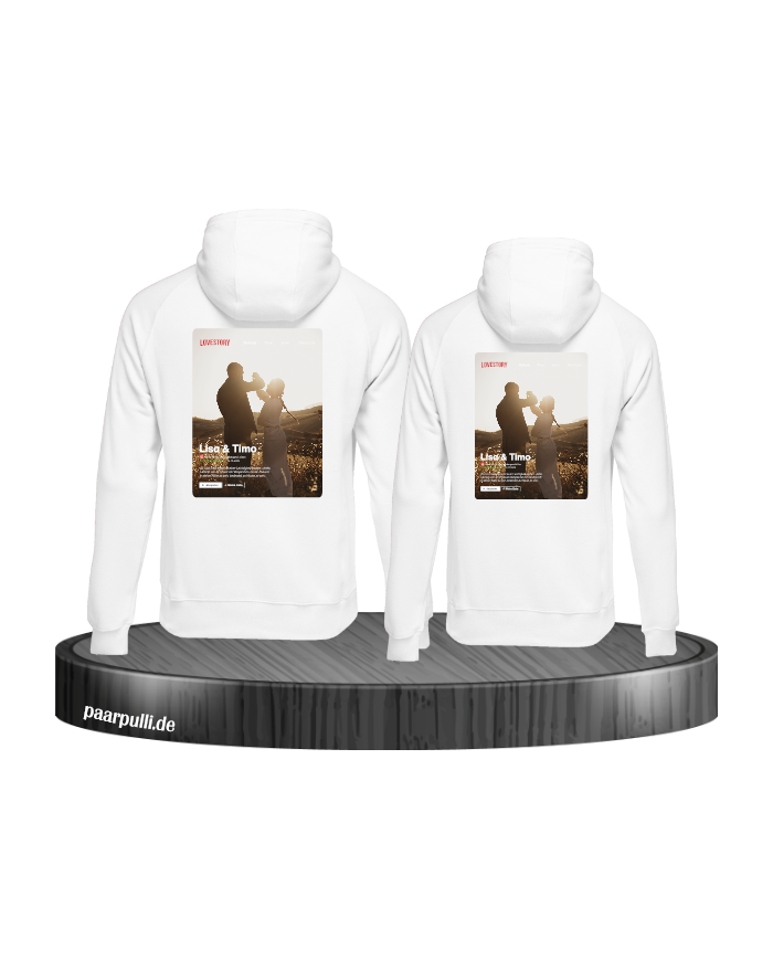 Lovestory Personal Cover Partnerlook Hoodie weiß
