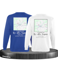 Wo alles begann - persönliche Karte Partnerlook Sweatshirt blau weiß