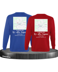 Wo alles begann - persönliche Karte Partnerlook Sweatshirt blau rot