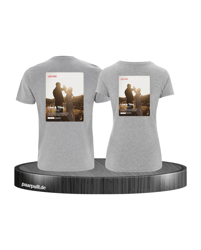 Lovestory Personal Cover Partnerlook T-Shirt grau