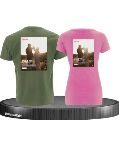 Lovestory Personal Cover Partnerlook T-Shirt khaki rosa