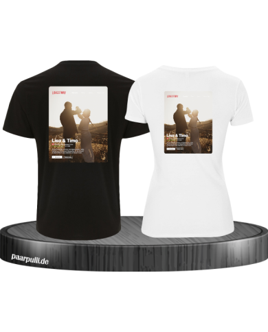 Lovestory Personal Cover Partnerlook T-Shirt schwarz weiß