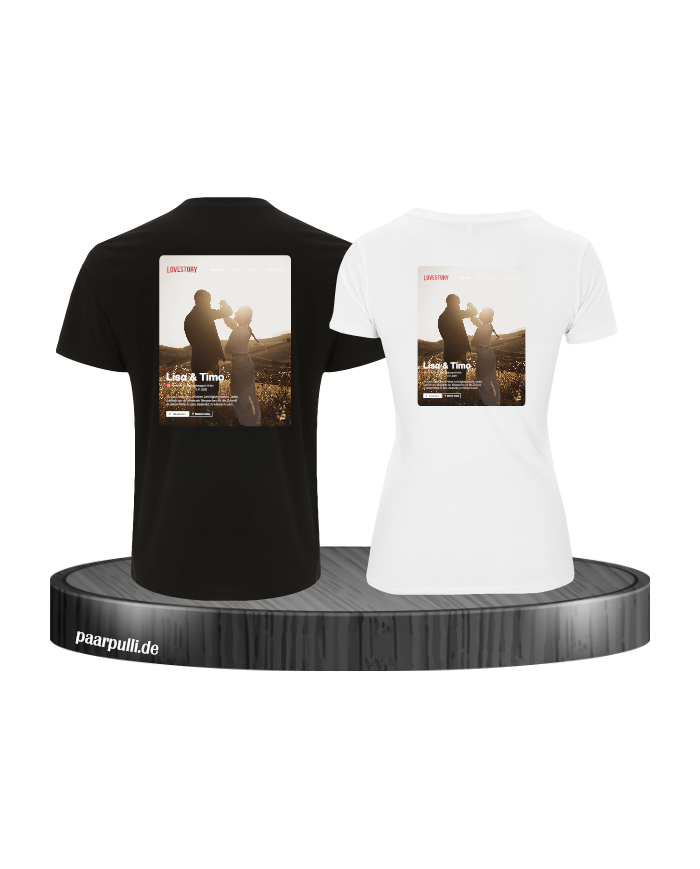 Lovestory Personal Cover Partnerlook T-Shirt schwarz weiß