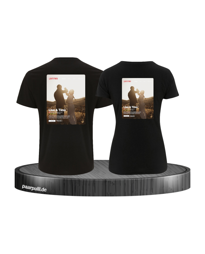 Lovestory Personal Cover Partnerlook T-Shirt schwarz