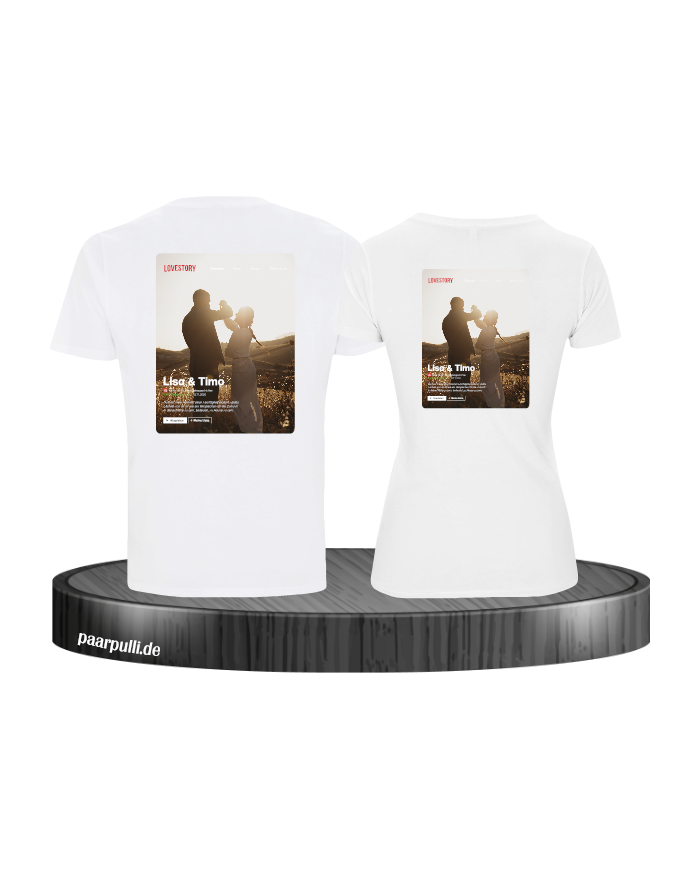 Lovestory Personal Cover Partnerlook T-Shirt weiß
