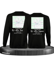 Wo alles begann - persönliche Karte Partnerlook Sweatshirt schwarz
