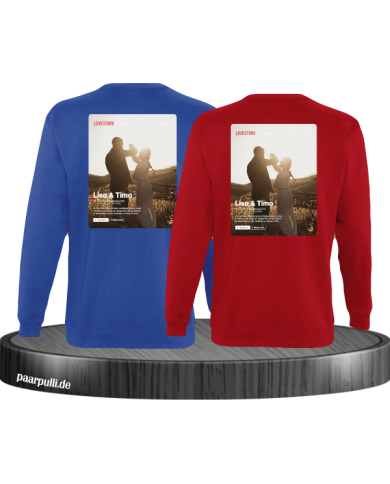 Lovestory Personal Cover Partnerlook Sweatshirt blau rot