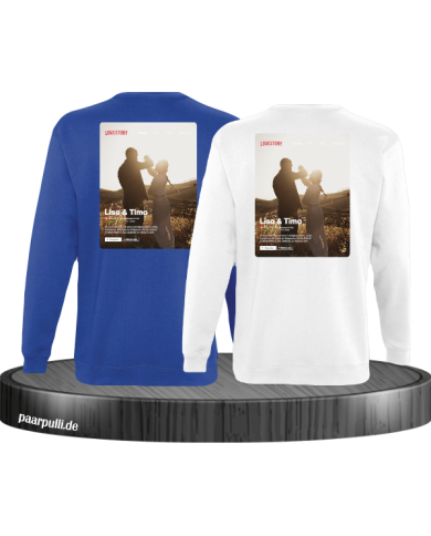 Lovestory Personal Cover Partnerlook Sweatshirt blau weiß