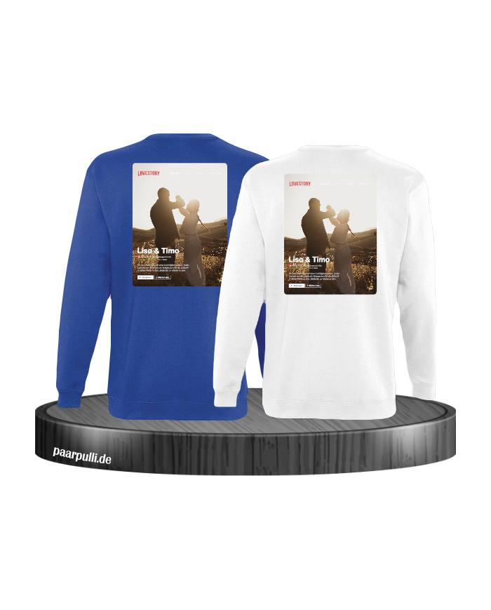 Lovestory Personal Cover Partnerlook Sweatshirt blau weiß