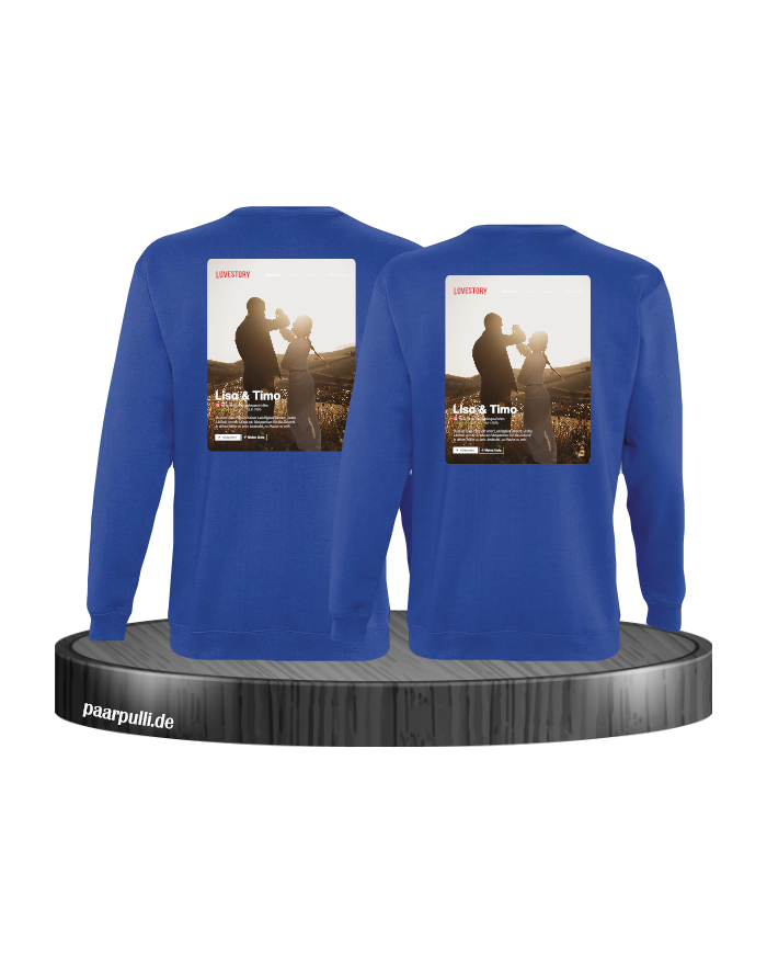 Lovestory Personal Cover Partnerlook Sweatshirt blau