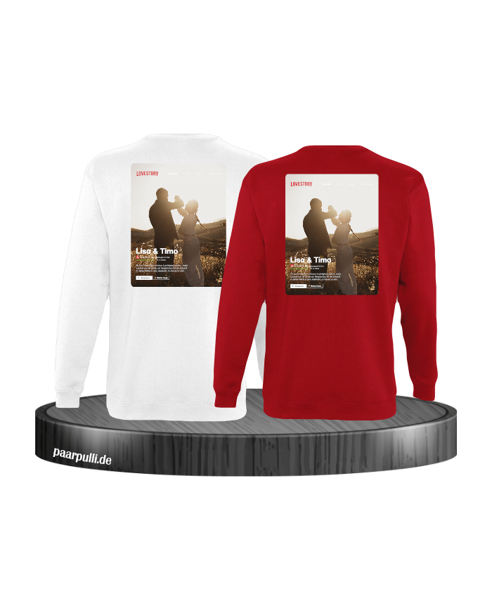 Lovestory Personal Cover Partnerlook Sweatshirt rot weiß