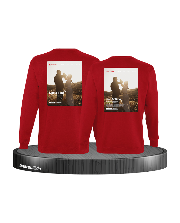 Lovestory Personal Cover Partnerlook Sweatshirt rot