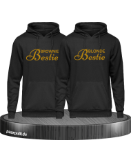Brownie Bestie und Blonde Bestie Beste Freundinnen Hoodies in schwarz gold