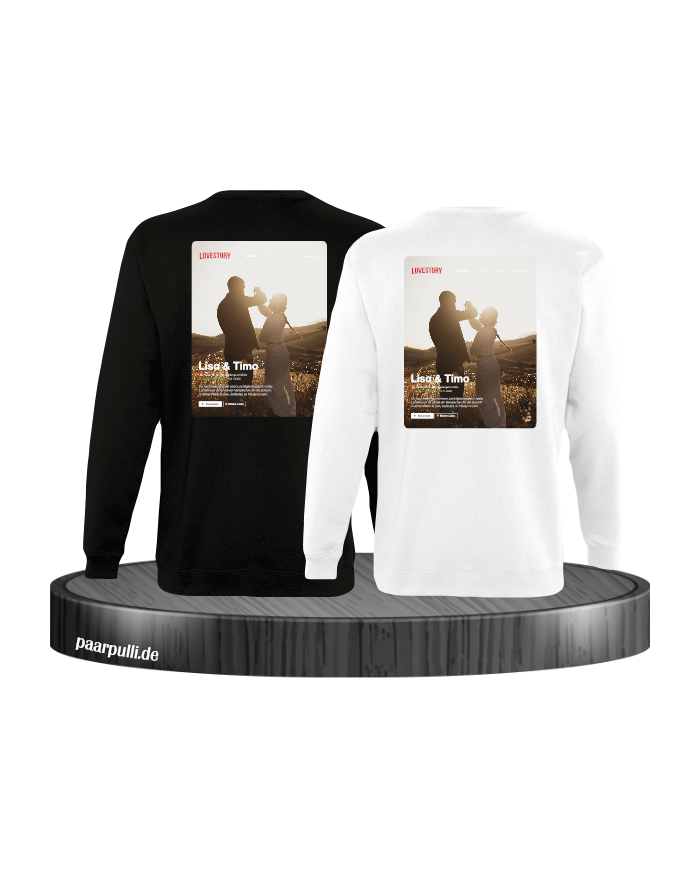 Lovestory Personal Cover Partnerlook Sweatshirt schwarz weiß