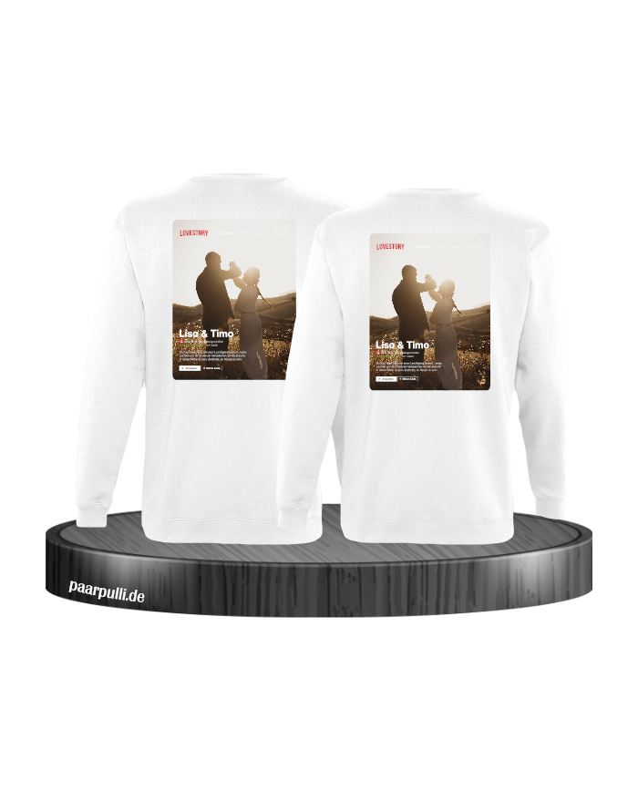 Lovestory Personal Cover Partnerlook Sweatshirt weiß