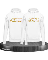Brownie Bestie und Blonde Bestie Beste Freundinnen Hoodies in weiß gold