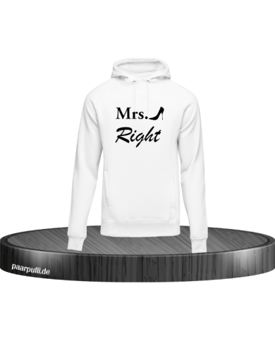 Mrs. Right Hoodie Weiß Größe M