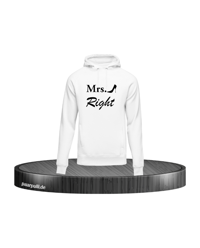 Mrs. Right Hoodie Weiß Größe M
