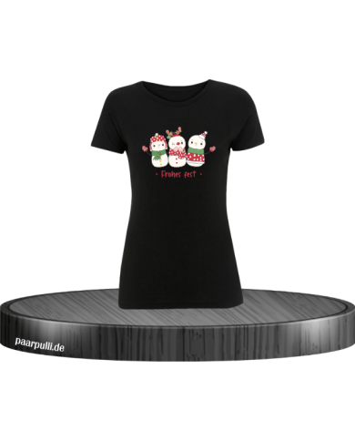 Frohes Fest Schneemann Damen T-Shirt schwarz Größe XL