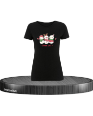 Frohes Fest Schneemann Damen T-Shirt schwarz Größe XL