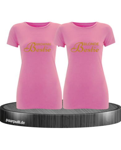Brownie Bestie und Blonde Bestie Beste Freundinnen T-Shirts in rosa gold