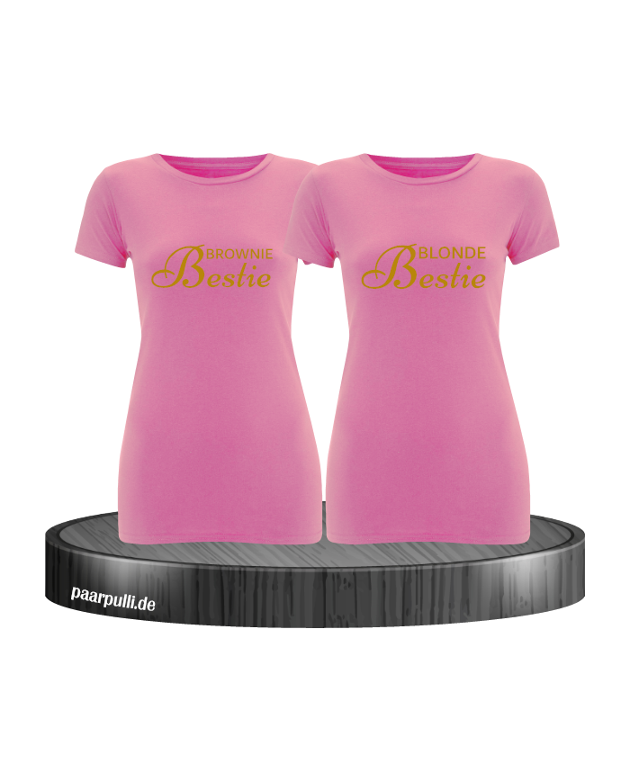 Brownie Bestie und Blonde Bestie Beste Freundinnen T-Shirts in rosa gold