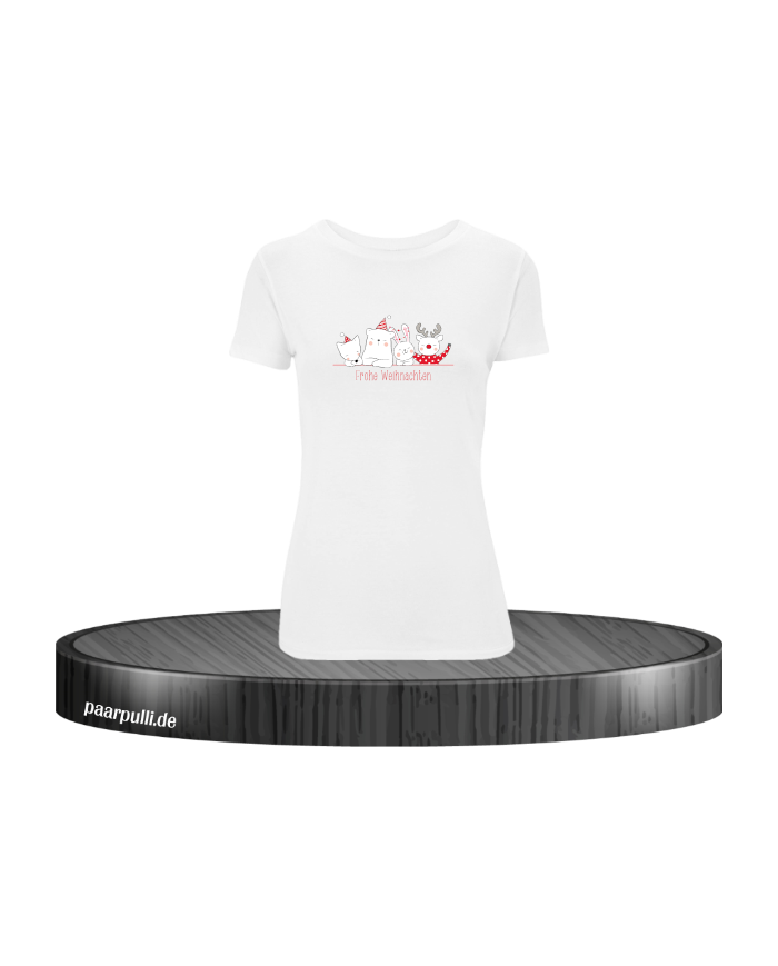 Frohe Weihnachten Familie Damen T-Shirt weiß Größe L