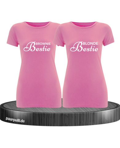 Brownie Bestie und Blonde Bestie Beste Freundinnen T-Shirts in rosa weiß