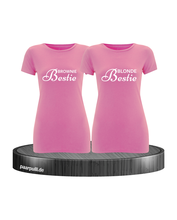 Brownie Bestie und Blonde Bestie Beste Freundinnen T-Shirts in rosa weiß