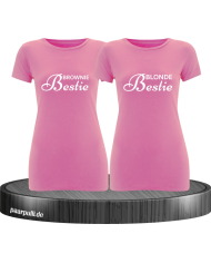 Brownie Bestie und Blonde Bestie Beste Freundinnen T-Shirts in rosa weiß