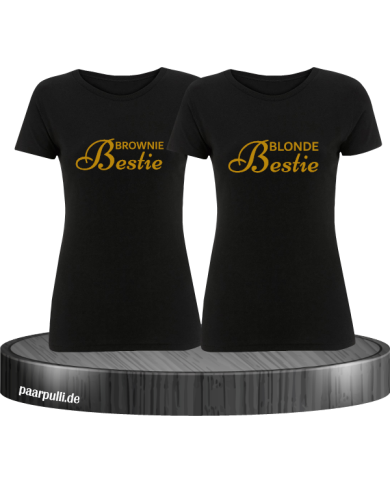 Brownie Bestie und Blonde Bestie Beste Freundinnen T-Shirts in schwarz gold