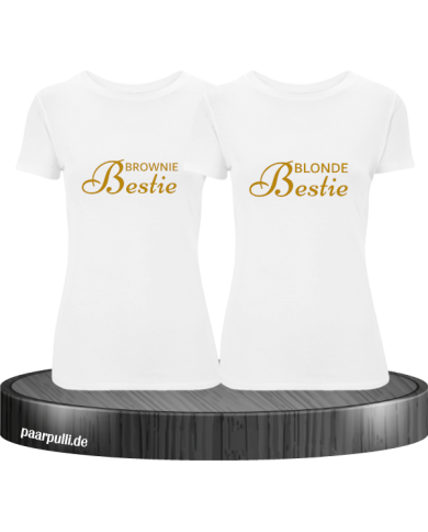 Brownie Bestie und Blonde Bestie Beste Freundinnen T-Shirts in weiß gold