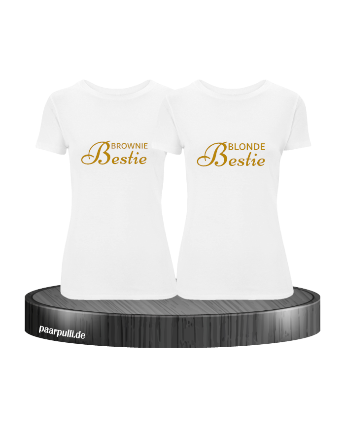 Brownie Bestie und Blonde Bestie Beste Freundinnen T-Shirts in weiß gold