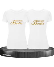 Brownie Bestie und Blonde Bestie Beste Freundinnen T-Shirts in weiß gold