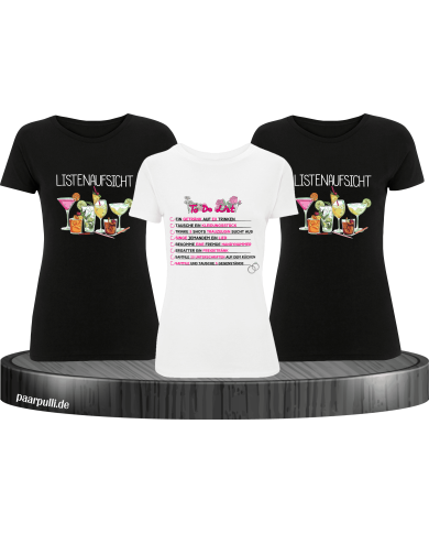 To Do List & Listenaufsicht T-Shirt Set für Damen Junggesellenabschied