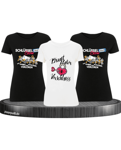 Braut unter Verschluss & Schlüssel Crew T-Shirt Set für Damen Junggesellenabschied