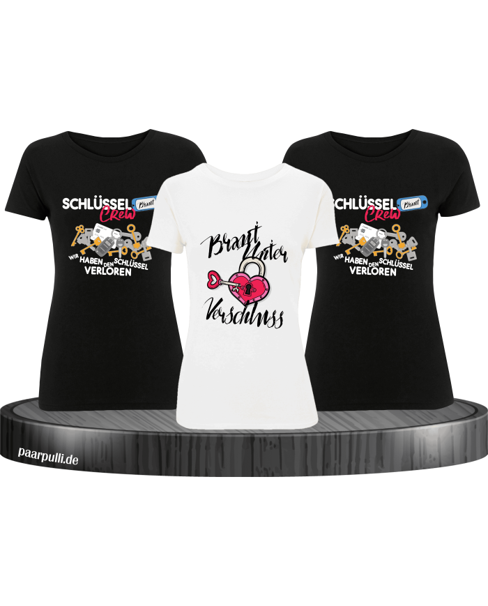 Braut unter Verschluss & Schlüssel Crew T-Shirt Set für Damen Junggesellenabschied