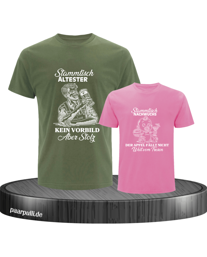 Stammtisch Ältester & Nachwuchs Vater und Kind T-Shirt Set