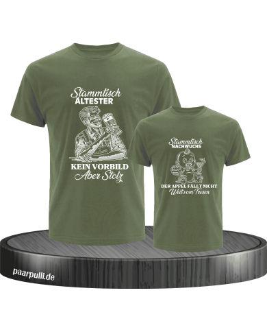 Stammtisch Ältester & Nachwuchs Vater und Kind T-Shirt Set
