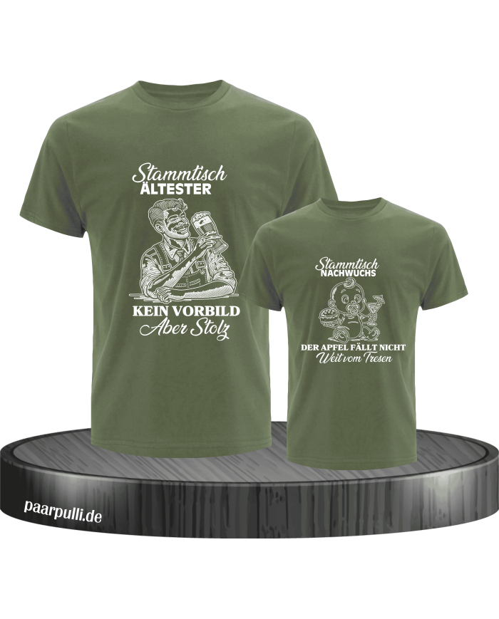 Stammtisch Ältester & Nachwuchs Vater und Kind T-Shirt Set