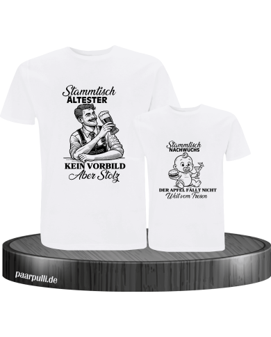 Stammtisch Ältester & Nachwuchs Vater und Kind T-Shirt Set