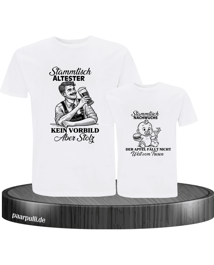 Stammtisch Ältester & Nachwuchs Vater und Kind T-Shirt Set