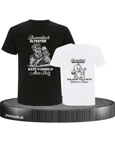 Stammtisch Ältester & Nachwuchs Vater und Kind T-Shirt Set