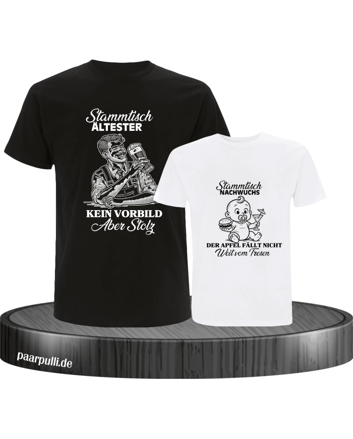 Stammtisch Ältester & Nachwuchs Vater und Kind T-Shirt Set
