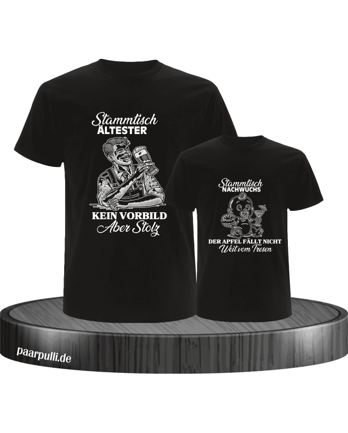 Stammtisch Ältester & Nachwuchs Vater und Kind T-Shirt Set