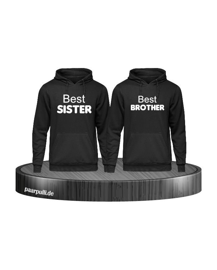 Best Sister und Best Brother Hoodies in schwarz