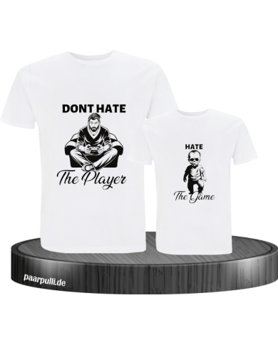 Don't Hate The Player & Hate The Game Vater und Kind T-Shirt Set