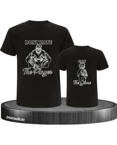 Don't Hate The Player & Hate The Game Vater und Kind T-Shirt Set