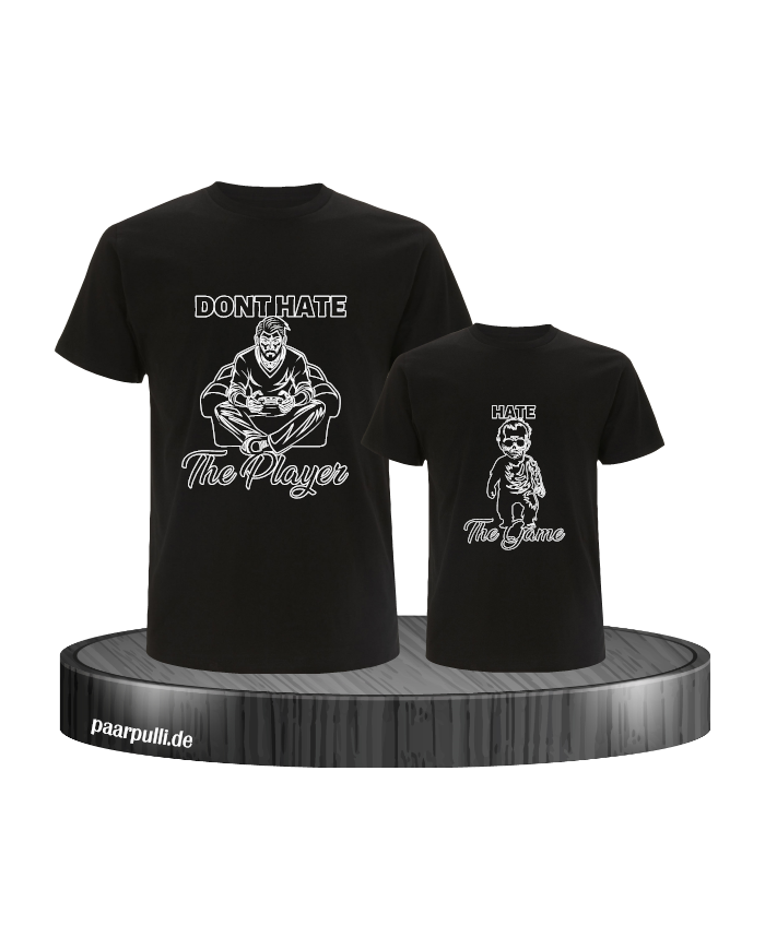 Don't Hate The Player & Hate The Game Vater und Kind T-Shirt Set